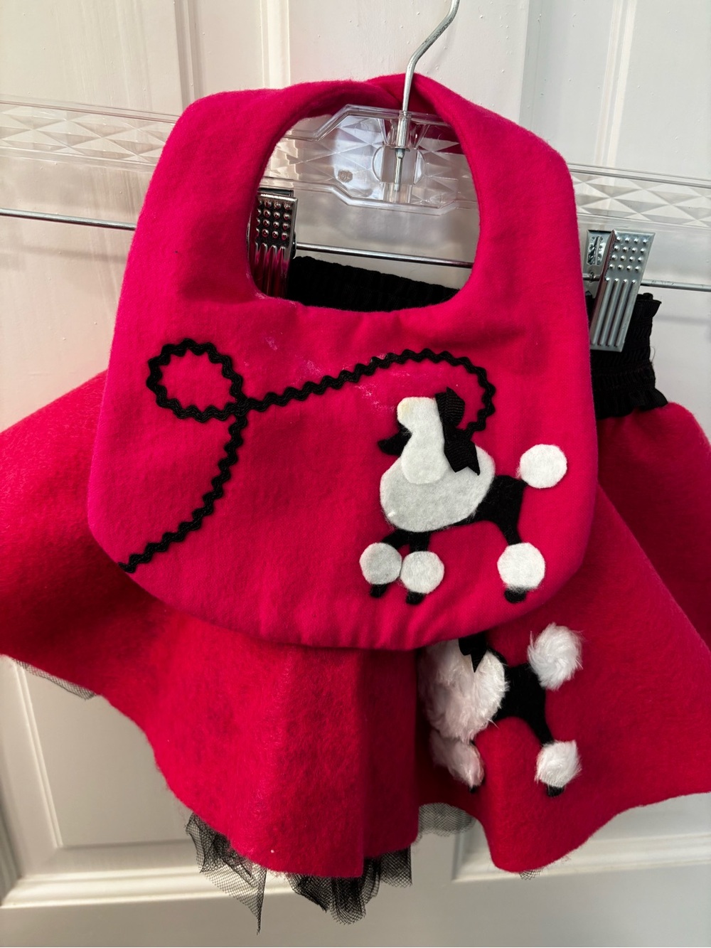 Baby Girl Hot Pink Poodle Skirt & Bib